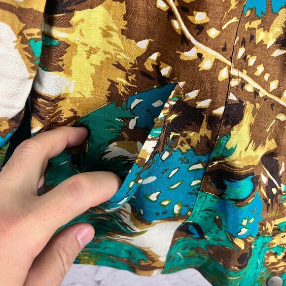 Richard Malcolm Women's 1X Linen Artsy Maximalist Boho Eclectic Peacock Jacket - Picture 5 of 11